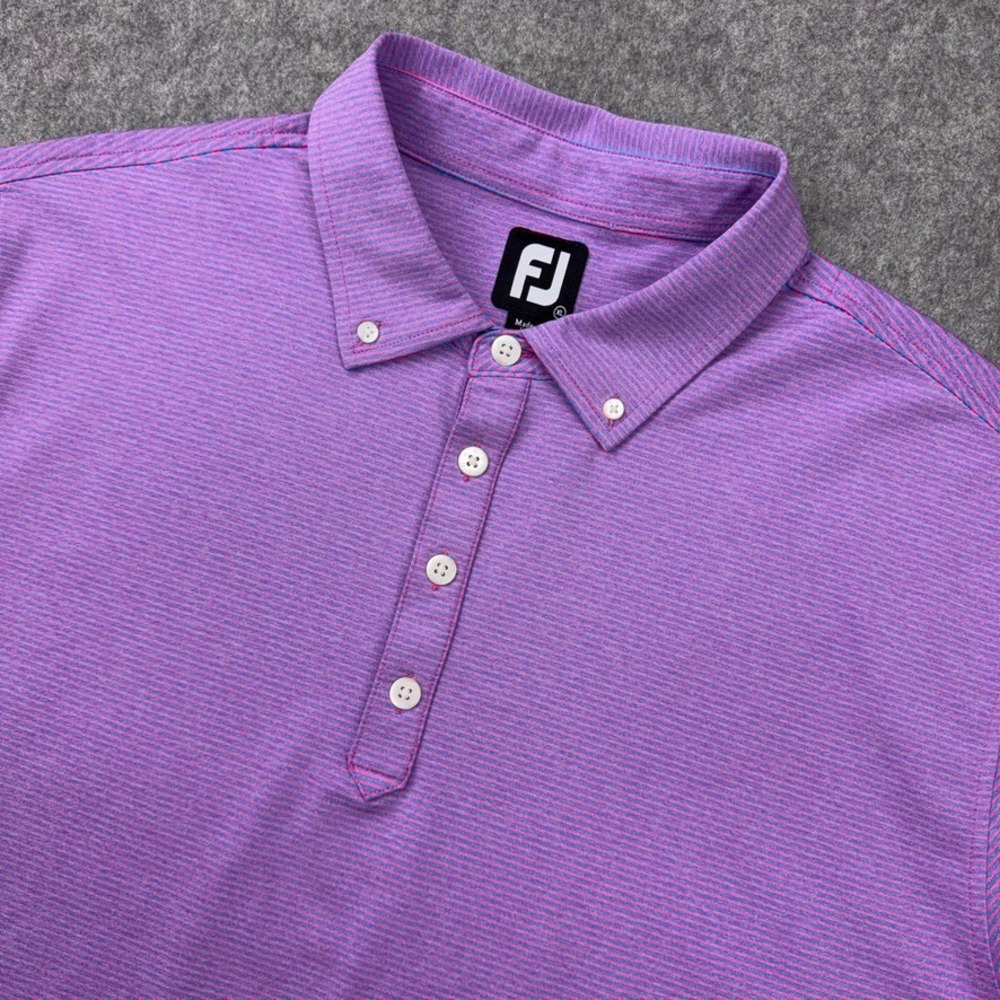 FootJoy Polo Shirt Mens XL Purple Striped Performance Golf‎ Athletic Stretch